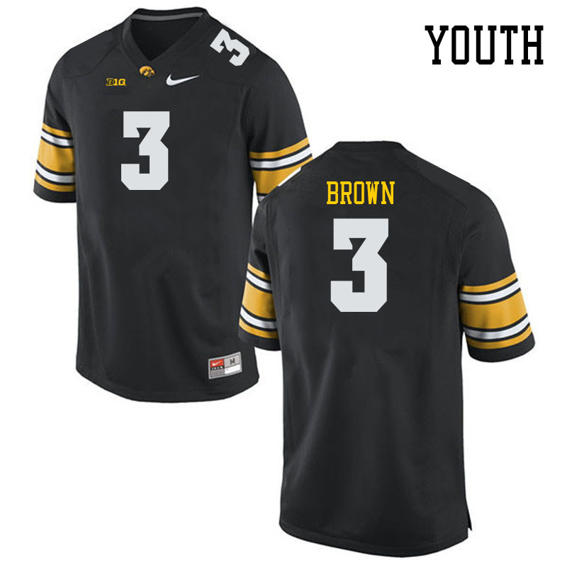 Youth #3 Kaleb Brown Iowa Hawkeyes College Football Jerseys Stitched Sale-Black